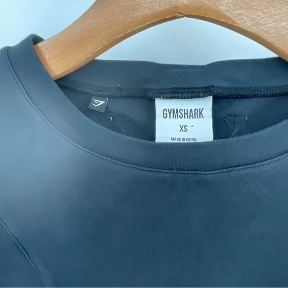 Gymshark Black Long Sleeve Crop Top Elbows Cutout drawstring‎ waist Size XS C15 - Picture 2 of 8